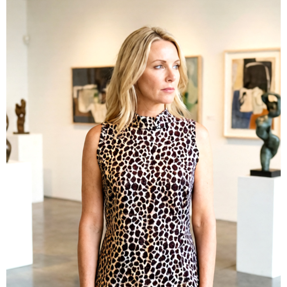 Akemi + Kin Sleeveless Metallic Leopard Top Ivory Anthropologie S
